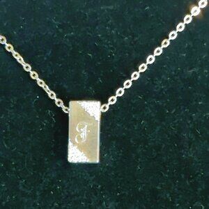 Vintage NS Nakagawa Silver Tone Initial Monogram F Pendant Necklace